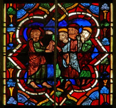 Szene im Ostfenster, Darstellung von Judas erhält das Silber von French School