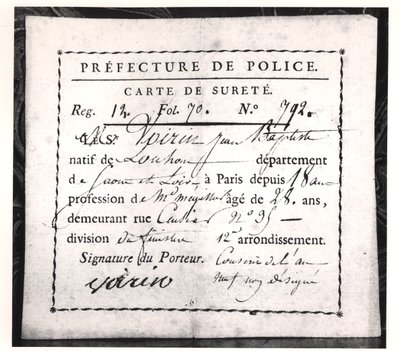 Sicherheitskarte, 1808 von French School
