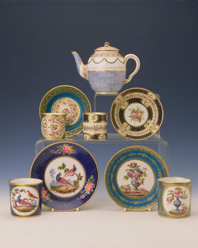 Auswahl an Teekannen, Tellern und Tassen, ca. 1770 von French School