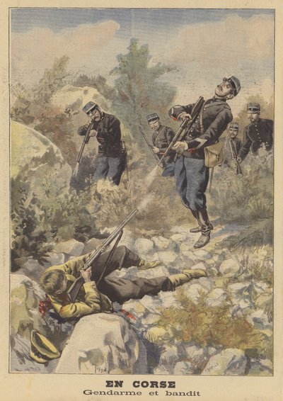 Schießerei zwischen einem Polizisten und einem Banditen in Korsika von French School