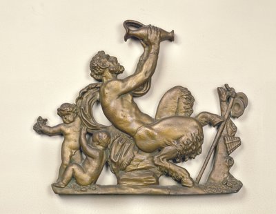 Schild eines Weinhändlers mit einem trinkenden Faun (Holz) von French School