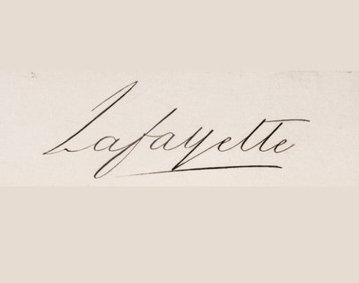 Unterschrift von Marie-Joseph-Paul-Yves-Roch-Gilbert du Motier, Marquis de Lafayette von French School