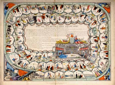 Schlangen und Leitern Brettspiel basierend auf der Französischen Revolution, 1791 von French School