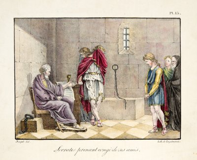 Sokrates nimmt Abschied von seinen Freunden, veröffentlicht von Engelmann, ca. 1835 von French School