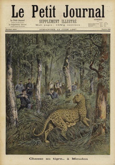 Soldaten jagen einen entkommenen Tiger, Meudon, Frankreich, 1897 von French School
