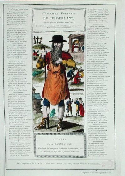 Liedblatt mit dem wahren Porträt des ewigen Juden von French School