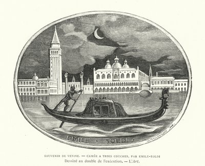 Souvenir von Venedig, Kamee entworfen vom französischen Bildhauer Emile Soldi von French School