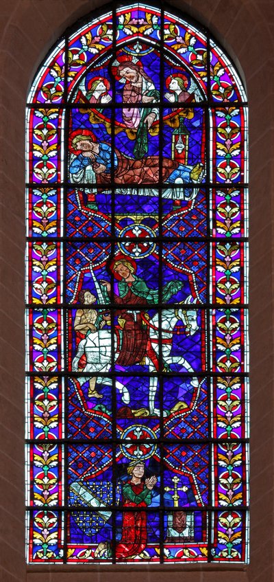 St. Martin heilt die Kranken und teilt seinen Mantel mit einem Bettler. Thibault VI, Graf von Chartres von French School