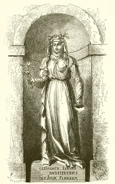 Statue von Clemence Isaure im Raum der Jeux Floraux in Toulouse von French School