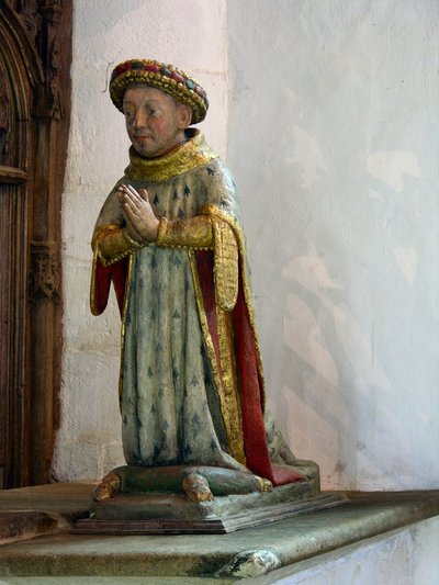 Statue von Jean V, Herzog der Bretagne (polychromes Holz) von French School