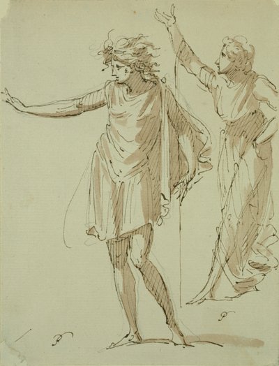 Studie von zwei klassisch drapierten Figuren, ca. 1790 von French School