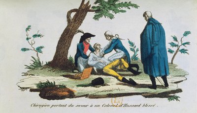 Chirurg operiert einen Oberst der Husaren auf dem Schlachtfeld von French School