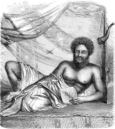 THAKOMBAU, König der VITI-Inseln (FIDJI), Pazifischer Ozean. Gravur 1885 von French School