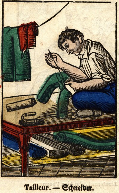 Schneider; Serie über Berufe, Bild von Epinal aus dem 19. Jahrhundert von French School