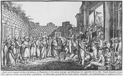 Einnahme von Algier, französische Armee betritt die Kasbah, Illustration aus einem populären Almanach, 1831 von French School