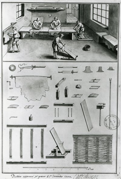 Gerber, aus den Beschreibungen von Kunst & Handwerk von Denis Diderot (1713-84), veröffentlicht ca. 1770 (s/w Foto) von French School