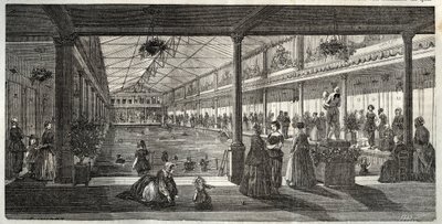 Die Bäder im Hotel Lambert, Ile Saint-Louis, Paris, Mitte des 19. Jahrhunderts - Hotel Lambert, Ile Saint-Louis, Schwimmschule für Damen - Bain Lambert - - Gravur in "Tableau-de-Paris" von Edmond Texier 1852 von French School