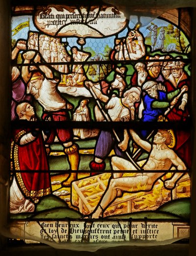 Die Seligpreisungen: Selig sind, die um der Gerechtigkeit willen verfolgt werden: Das Martyrium des hl. Stephanus und des hl. Laurentius von French School