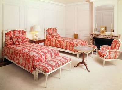 Das Schlafzimmer von General Charles De Gaulle und seiner Frau im Grand Trianon von French School