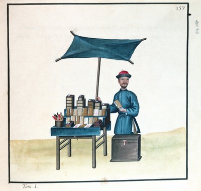 Der Buchhändler, aus einem Buch über die Straßenrufe von Peking, um 1785 von French School