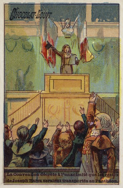 Die Konvention beschließt einstimmig, dass die Überreste von Joseph Bara ins Pantheon gebracht werden, 1793 von French School