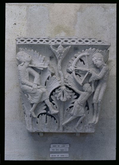 Der Tod von Kain, ursprüngliches Kapitell aus dem Kirchenschiff der Kathedrale von French School