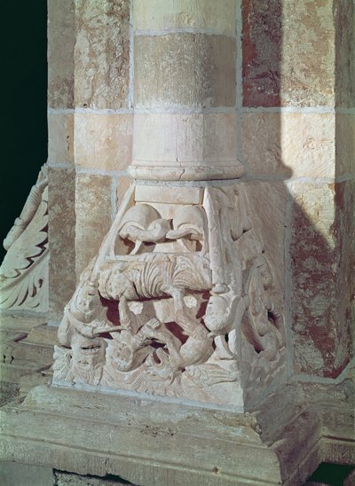 Der Tod des Lazarus und der reiche Mann, von einem Kapitell im Kirchenschiff, ca. 1150 von French School