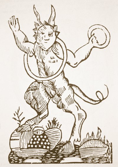 Der Teufel zeigt versteckte Schätze, Kopie einer Illustration aus Le Veritable Dragon Rouge, Lille 1521, verwendet in einer Geschichte der Magie, veröffentlicht Ende des 19. Jahrhunderts von French School