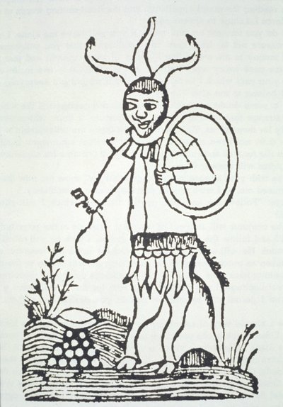 Der Teufel zeigt versteckte Schätze, Kopie einer Illustration aus Le Veritable Dragon Rouge, 2. Version, Lille 1521, verwendet in einer Geschichte der Magie, veröffentlicht Ende des 19. Jahrhunderts von French School