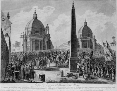 Der Einzug der französischen Armee in Rom unter der Führung von Marschall Berthier, 15. Februar 1798 von French School