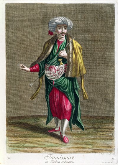 Der Janitschar, aus der Sammlung von Drucken der Kostüme des Levant, graviert von Philippe Simonneau (1685-ca. 1753) 1707-08 von French School