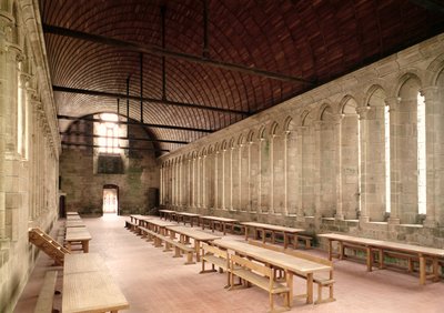 Das Refektorium der Mönche, Innenansicht der Abtei, 1217 von French School