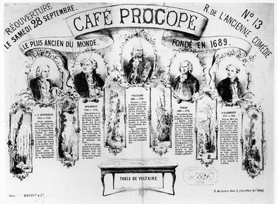 Die Wiedereröffnung des Café Procope, 1872 von French School