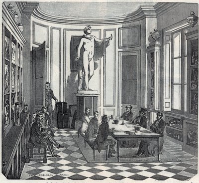 Die Medizinische Fakultät von Paris - eine Prüfung im Instrumentenraum - Gravur in „Tableau-de-Paris“ von Edmond Texier 1852 von French School