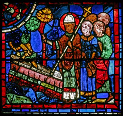 Das St. Martin Fenster: Der Heilige exorziert einen Dämon aus dem Grab von French School