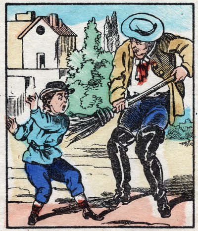 Der Straßenkehrer. Gravur in „La chanson des metier“. Epinal, Ende des 19. Jahrhunderts. Private Sammlung von French School