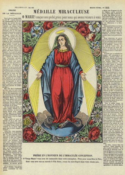 Die Jungfrau Maria und die Wundertätige Medaille (Farblithografie) von French School