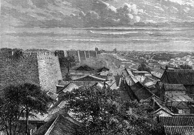 Die Mauern von Peking, China. Gravur in „The Youth Journal“ von French School