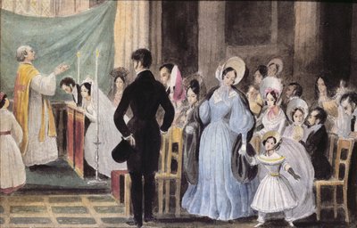 Die Hochzeitszeremonie, um 1830 von French School