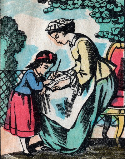 Die Tätigkeiten für Mädchen aus guten Familien: Lesestunde - Epinal-Bild - 19. Jahrhundert von French School