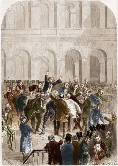 Der Korb der Pariser Börse im Jahr 1857 von French School