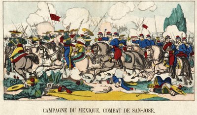 Der Kapitän von Foucauld in der Schlacht von San Jose während der Mexikanischen Kampagne (1862-1867), Epinal-Bild 19. Jahrhundert von French School