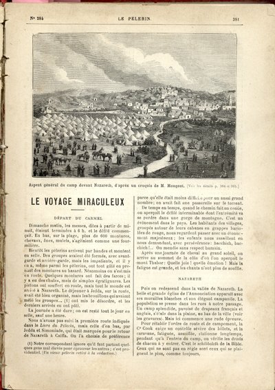 Das allgemeine Erscheinungsbild des Lagers vor Nazareth, basierend auf einer Skizze von M. Mougeot, Le Pèlerin von French School