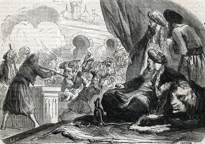 Das Massaker an der Armee der Janitscharen 1826 durch Sultan Mahmoud II, Konstantinopel (1864) von French School