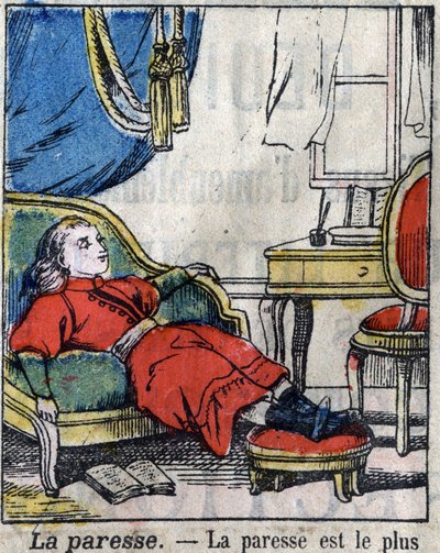 Die sieben Todsünden: Faulheit. Epinal-Bildgebung Ende des 19. Jahrhunderts. von French School