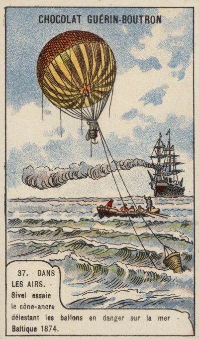 Theodore Sivel testet einen kegelförmigen Ballonanker über der Ostsee von French School