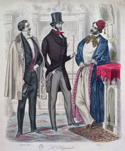 Drei elegante junge Männer, Dezember 1848 von French School