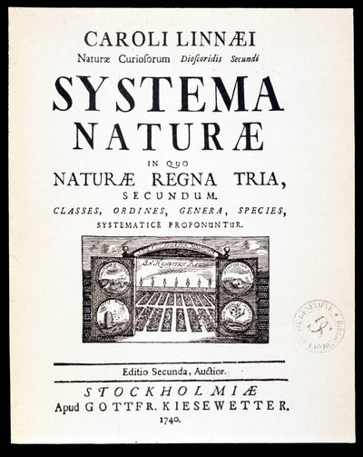 Titelseite „Systema naturae“ von Linné von French School