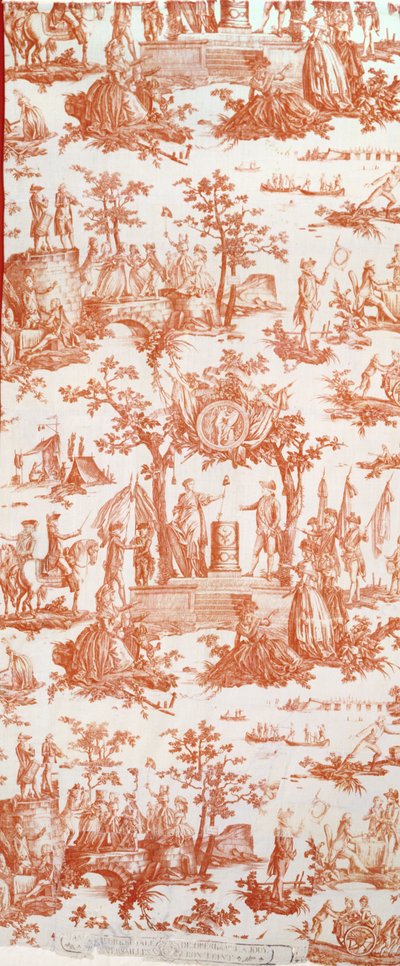 Toile de Jouy, Darstellung des Festes der Föderation am 14. Juli 1790 auf dem Marsfeld von French School
