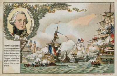 Handelskarte mit einem Bild, das das Schiff Vengeur du Peuple darstellt von French School